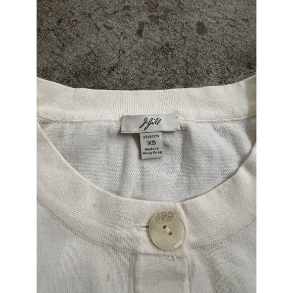 J. Jill Cotton Blend White Cardigan Sweater Size XS missing Bottom Button - Picture 3 of 10